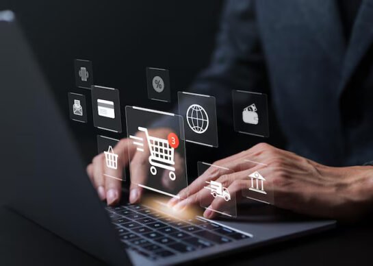 businessman-using-laptop-computer-input-order-with-icons-shopping-trolley-credit-card-delivery-truck-bank-shopping-basket-wallet-online-shopping-ecommerce-technology-concept_708636-1381